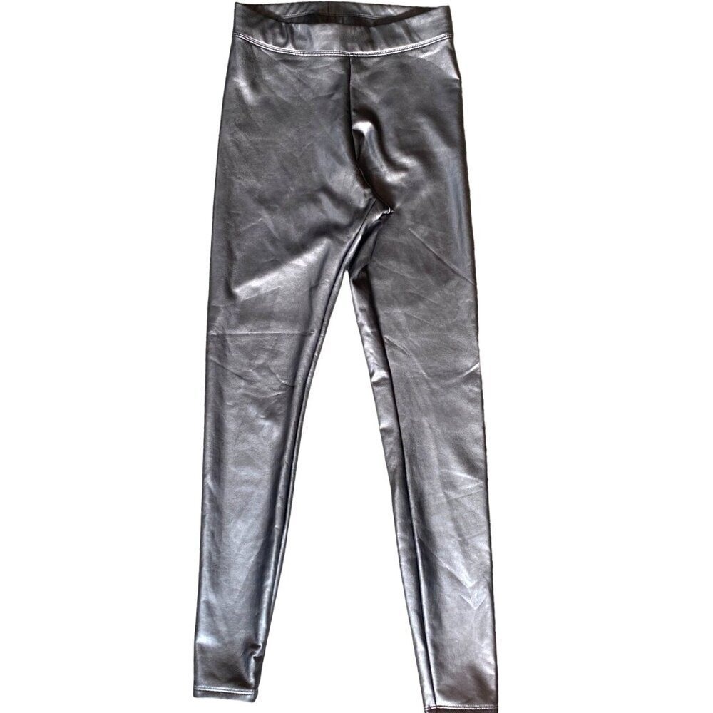 Silver gray‎ metallic leggings pants women size XS